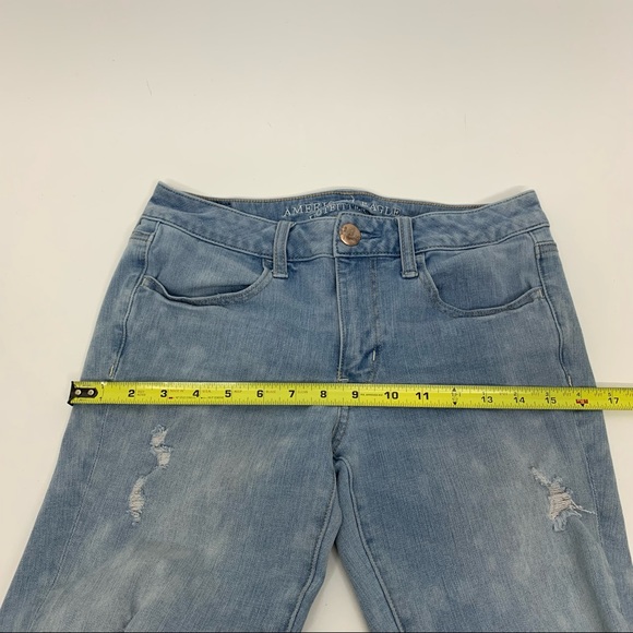 American Eagle Distressed 360° Super Stretch Skinny Jean Jeggings Light Wash 6 - Picture 13 of 16
